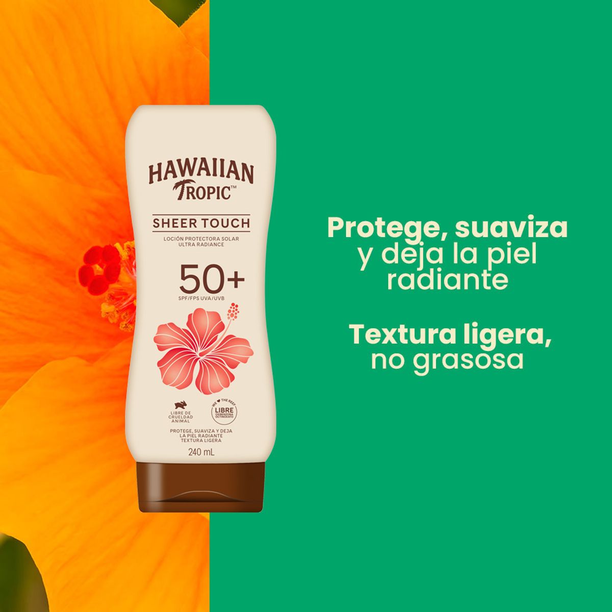 HAWAIIAN TROPIC - Protector Solar Hawaiian Tropic Sheer Touch SPF50 Loción Botella 240 mL