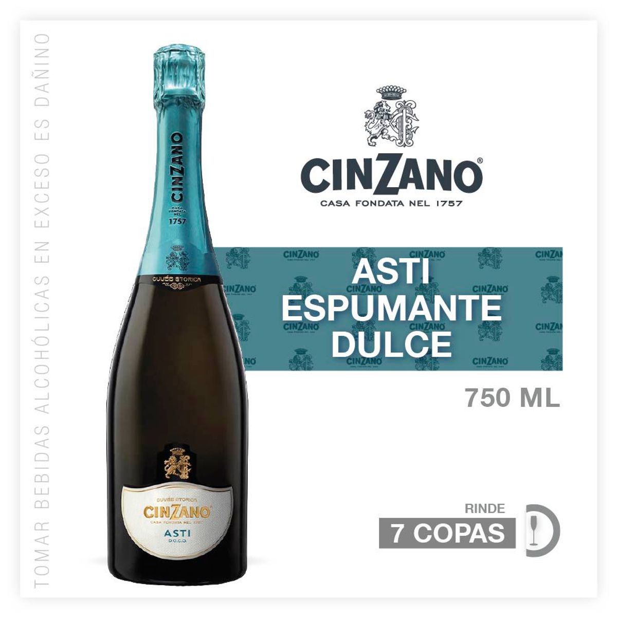 CINZANO - Espumante Cinzano Asti Dulce Botella 750 mL