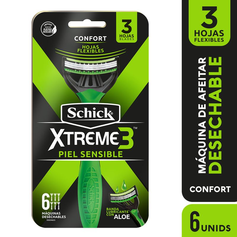 SCHICK - Máquina De Afeitar Schick Xtreme 3 Confort Pack 6 Und
