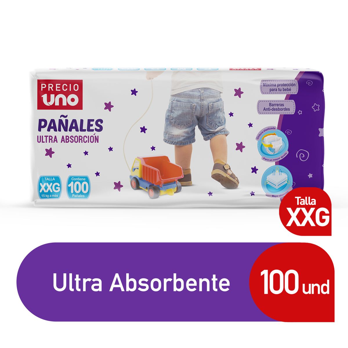 PRECIO UNO - Pañales Ultra Absorción Precio Uno Talla XXG Empaque 100 Und