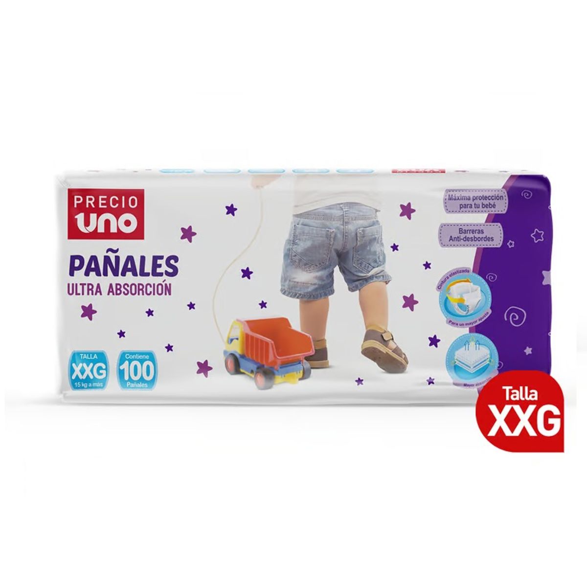 PRECIO UNO - Pañales Ultra Absorción Precio Uno Talla XXG Empaque 100 Und
