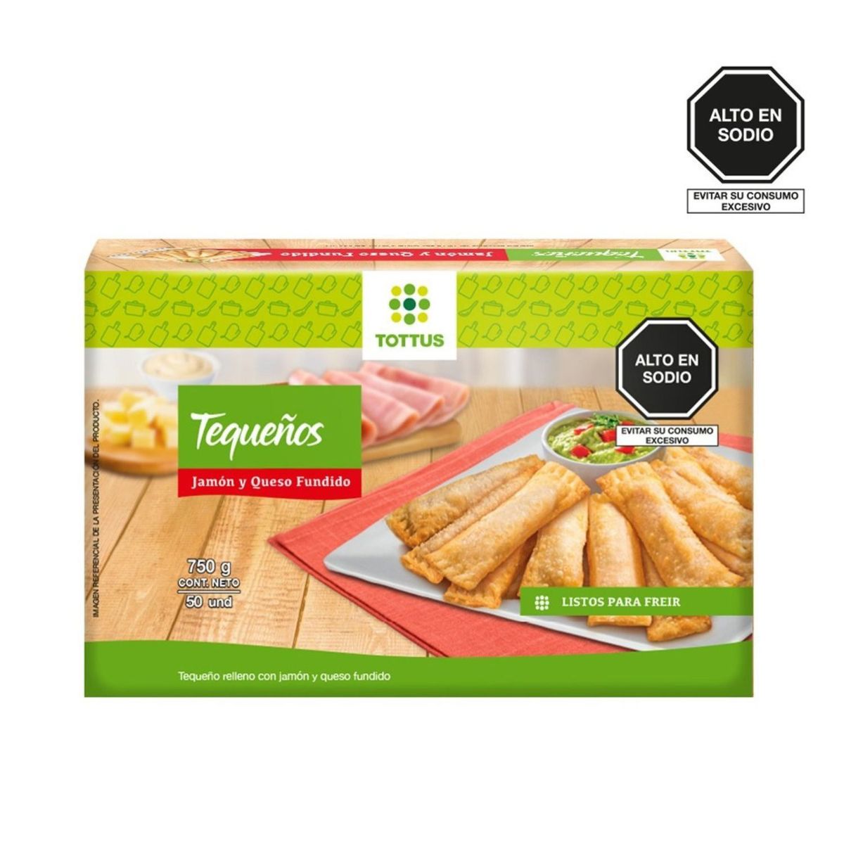 TOTTUS - Tequeños Congelados con Jamón y Queso Caja 50 Und