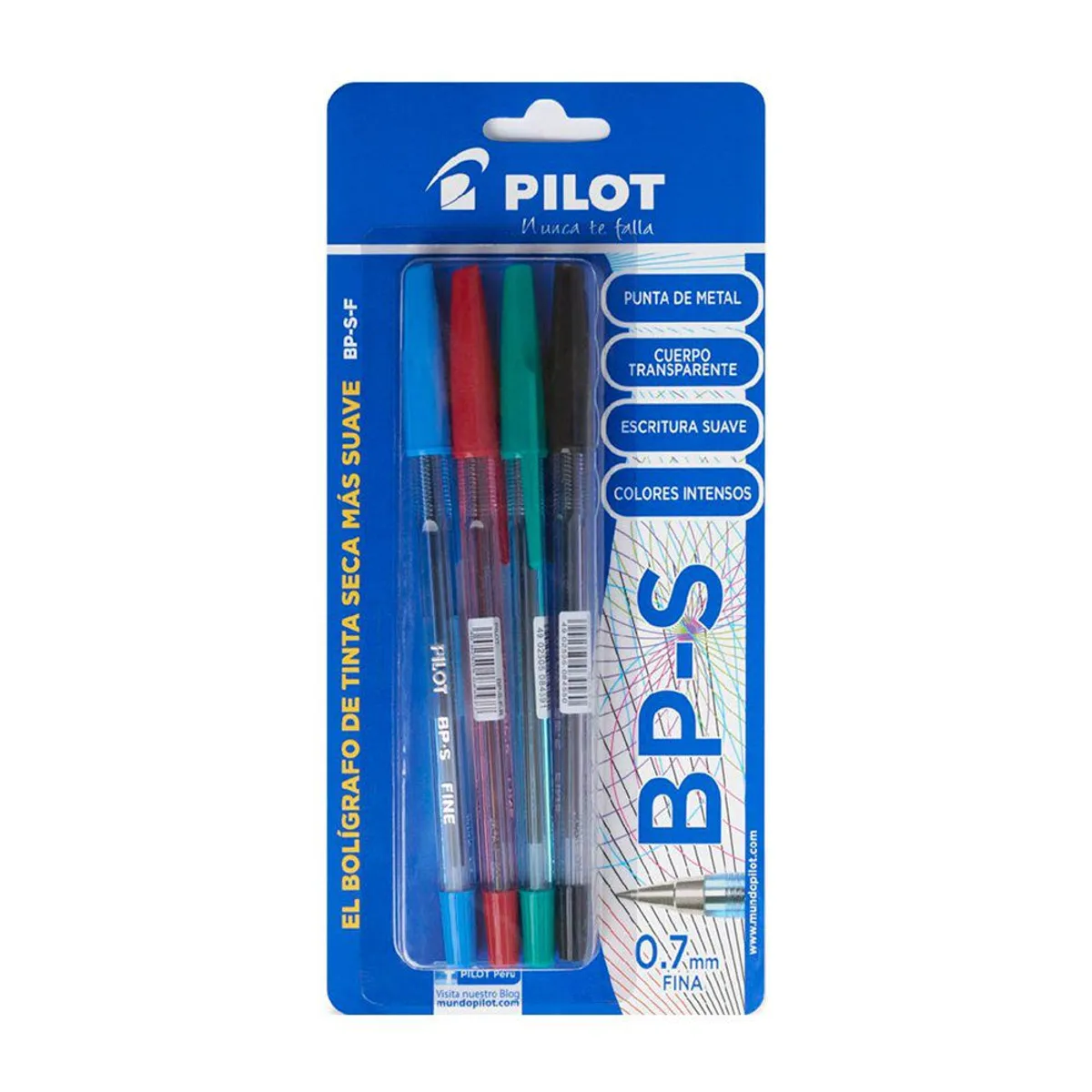 PILOT - Lapicero Pilot BP SF Azul Rojo Verde Negro Empaque 4 Und