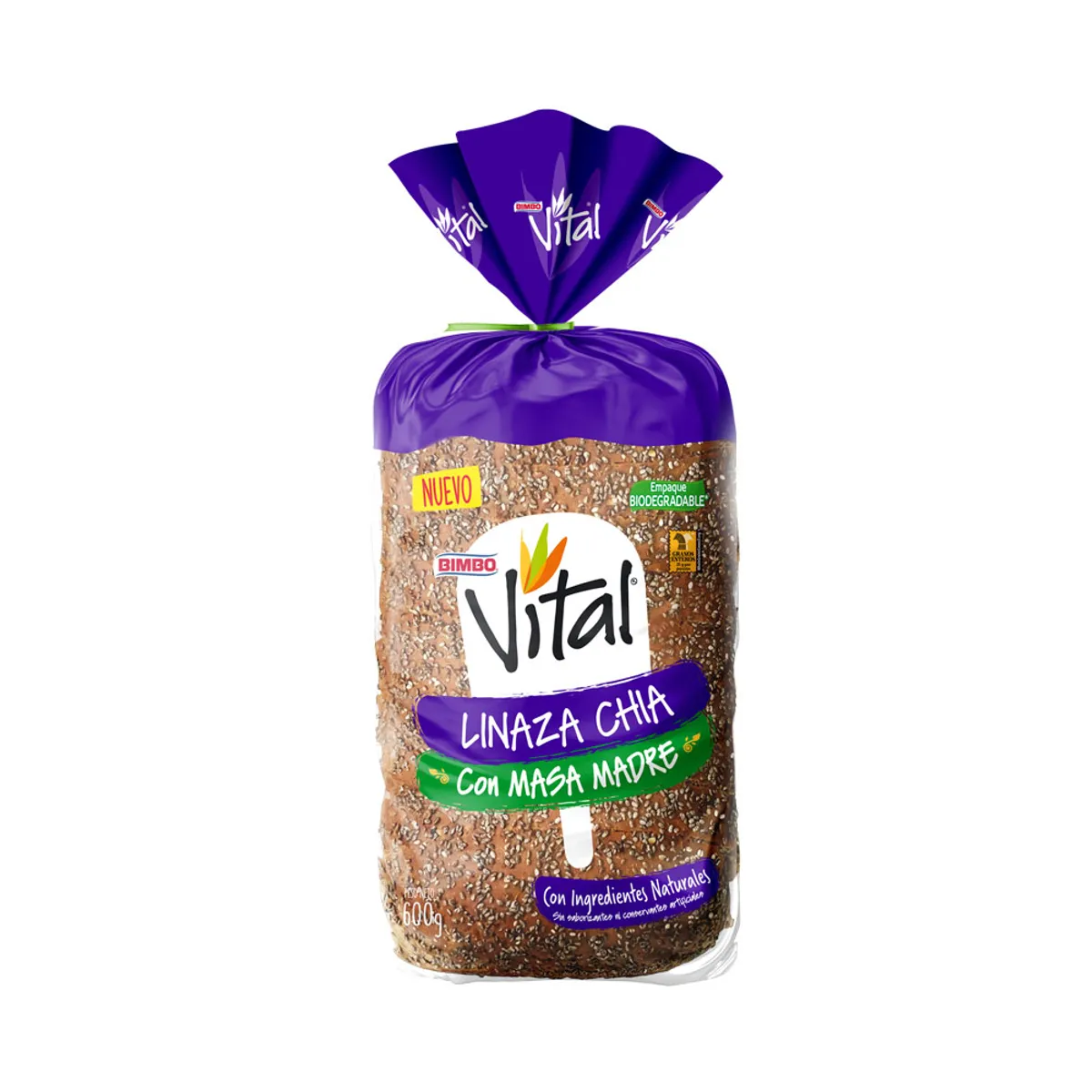 BIMBO - Pan de Molde Bimbo Vital Integral Multicereal con Chía y Linaza Bolsa 600 g