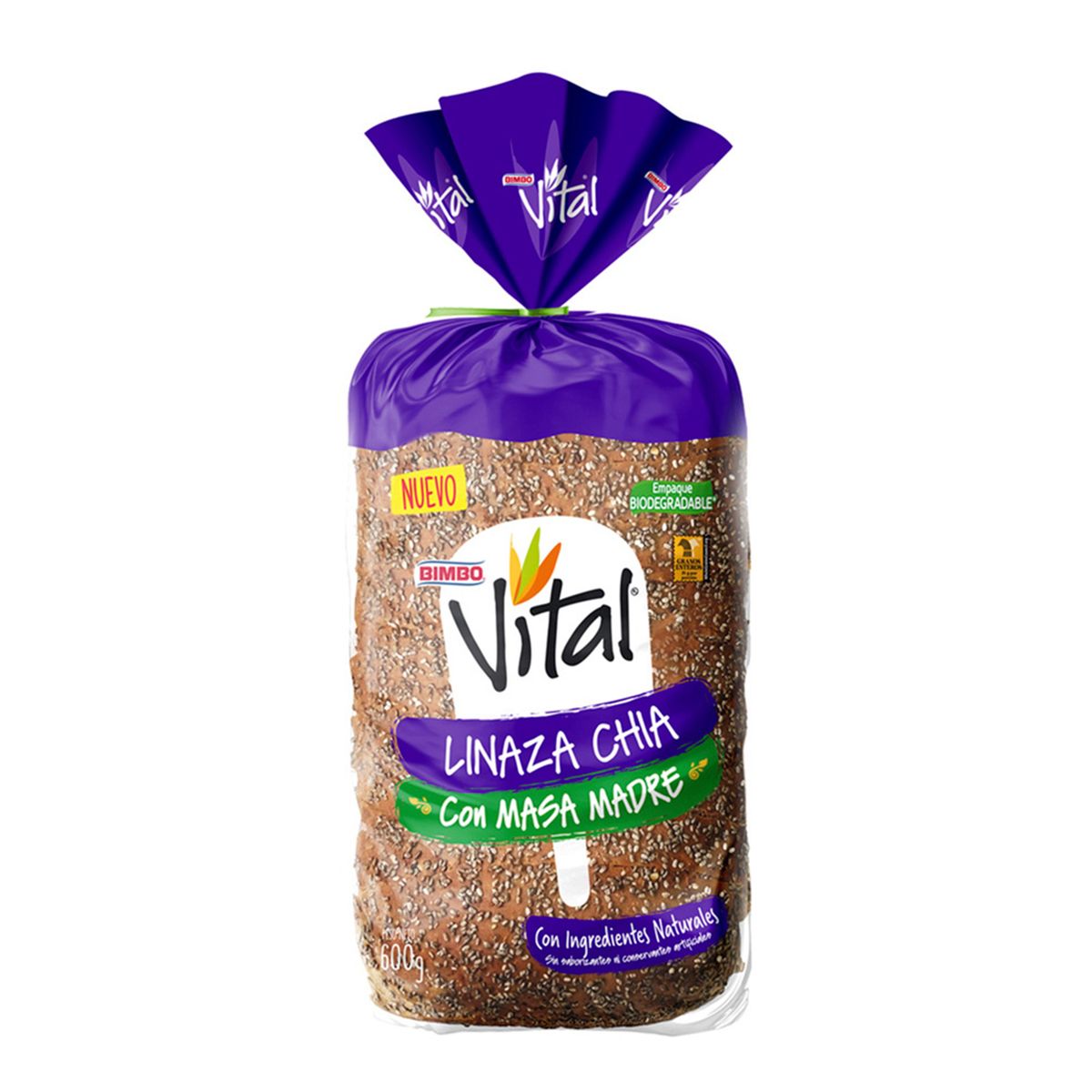 BIMBO - Pan de Molde Bimbo Vital Integral Multicereal con Chía y Linaza Bolsa 600 g