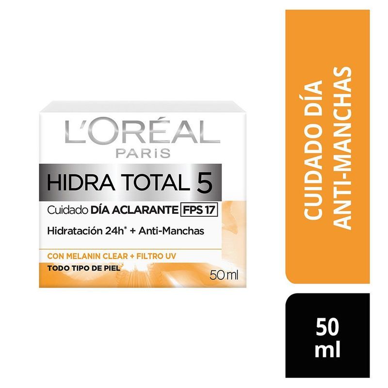 LOREAL PARIS - Crema Humectante Antimanchas Hidra Total Loreal Paris 50 mL