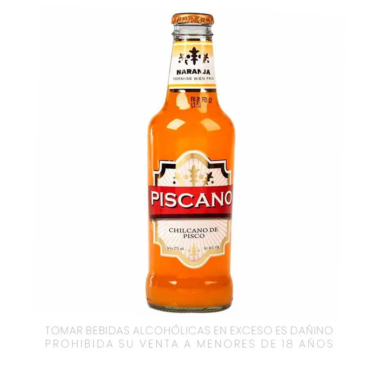 PISCANO - Bebida RTD Piscano Zero Naranja Botella 275 mL
