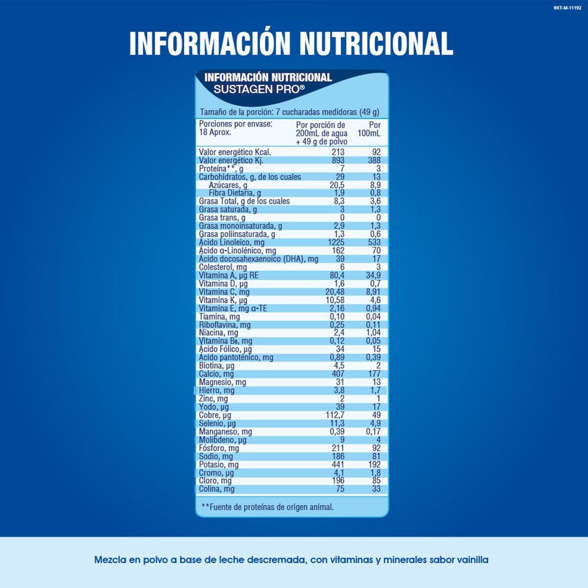 SUSTAGEN - Suplemento Sustagen Pro Vainilla 900 Gr