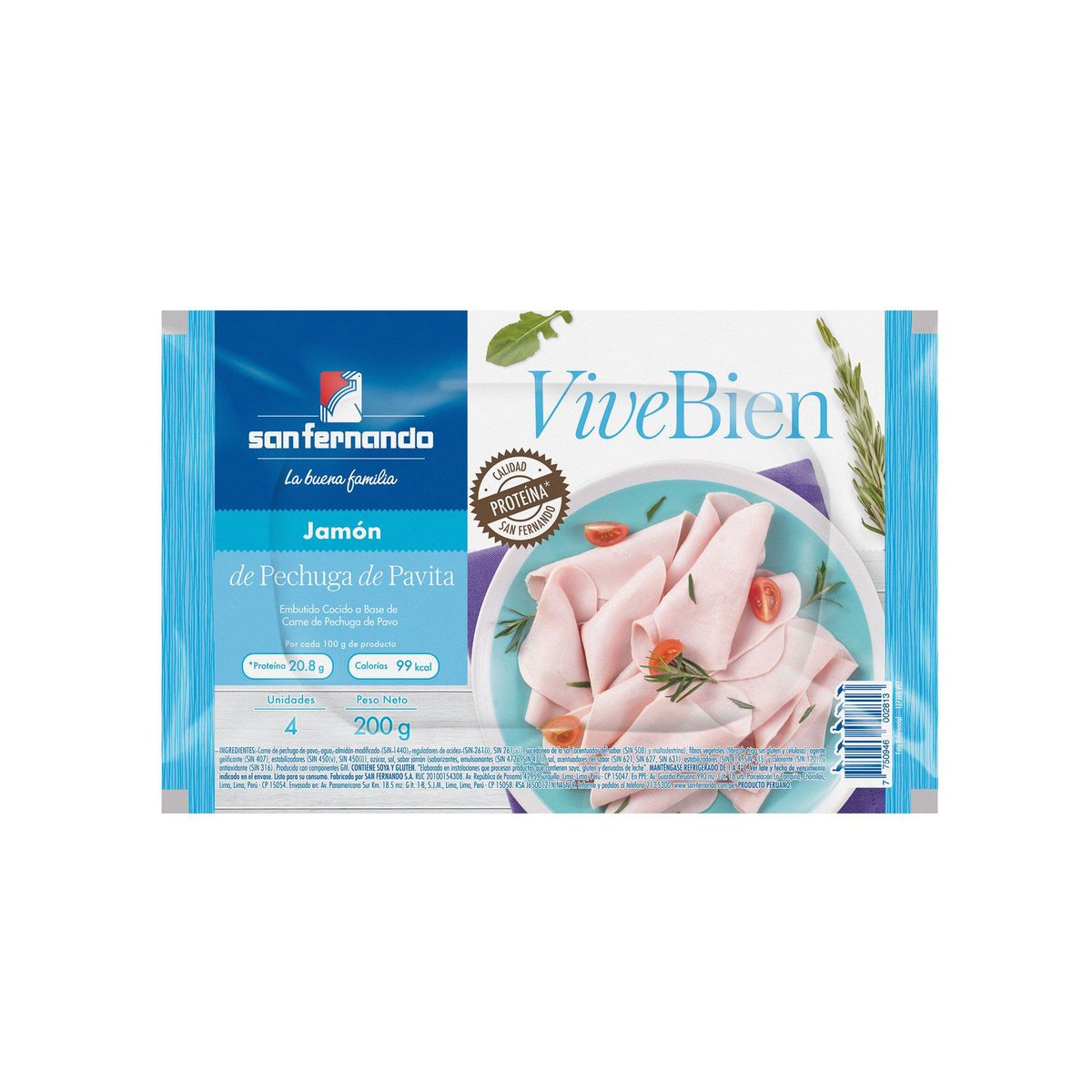 SAN FERNANDO - Jamón Pecho Pavita San Fernando 200 g