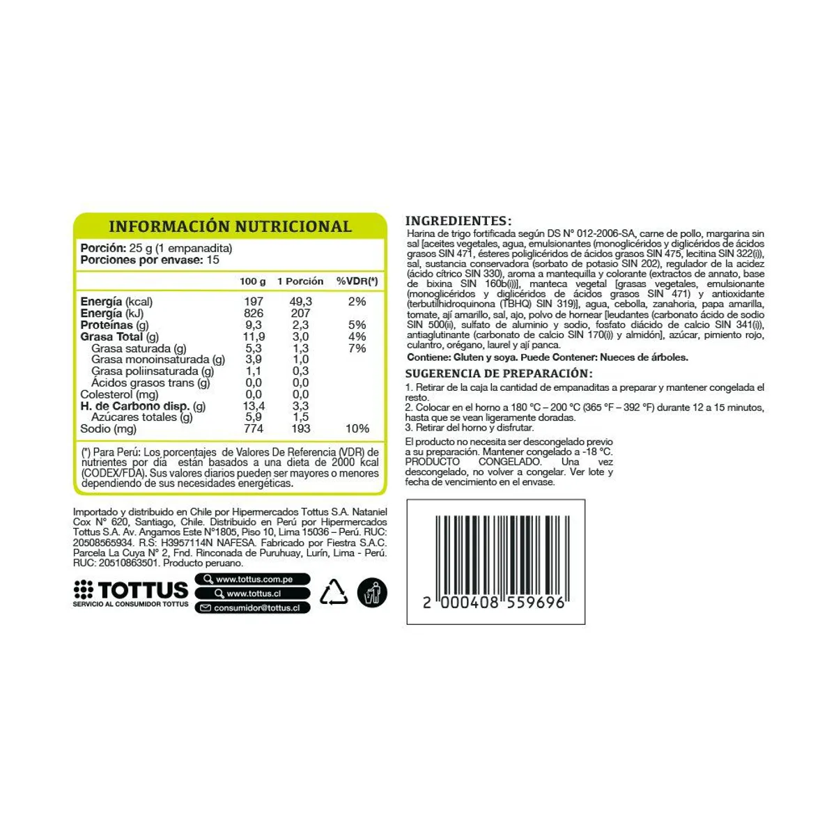 TOTTUS - Empanaditas de Pollo Tottus Caja 15 Und