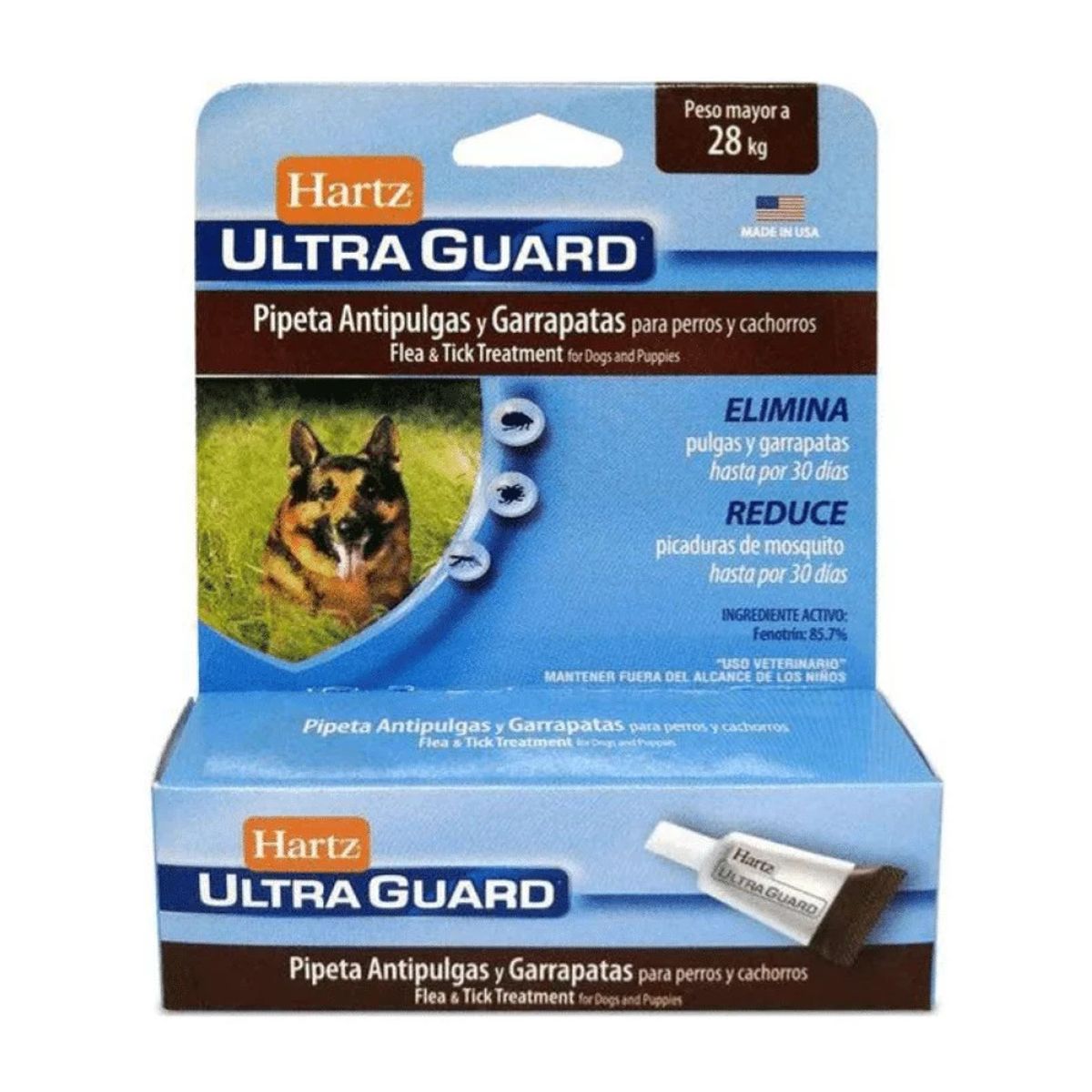 HARTZ - PIPETA ANTIPULGAS ULTRAGUARD 28 KG A MAS
