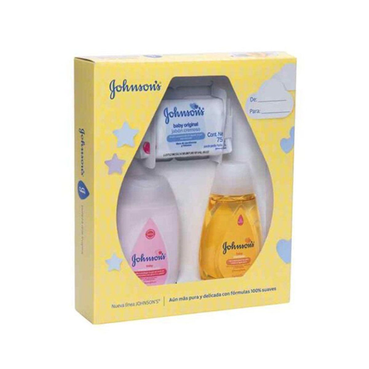 JOHNSONS BABY - Estuche Johnsons Baby Jabón Shampoo Crema Empaque 3 Und