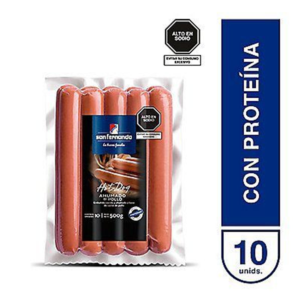 SAN FERNANDO - Hot Dog Ahumado de Pollo San Fernando Empaque 500 g