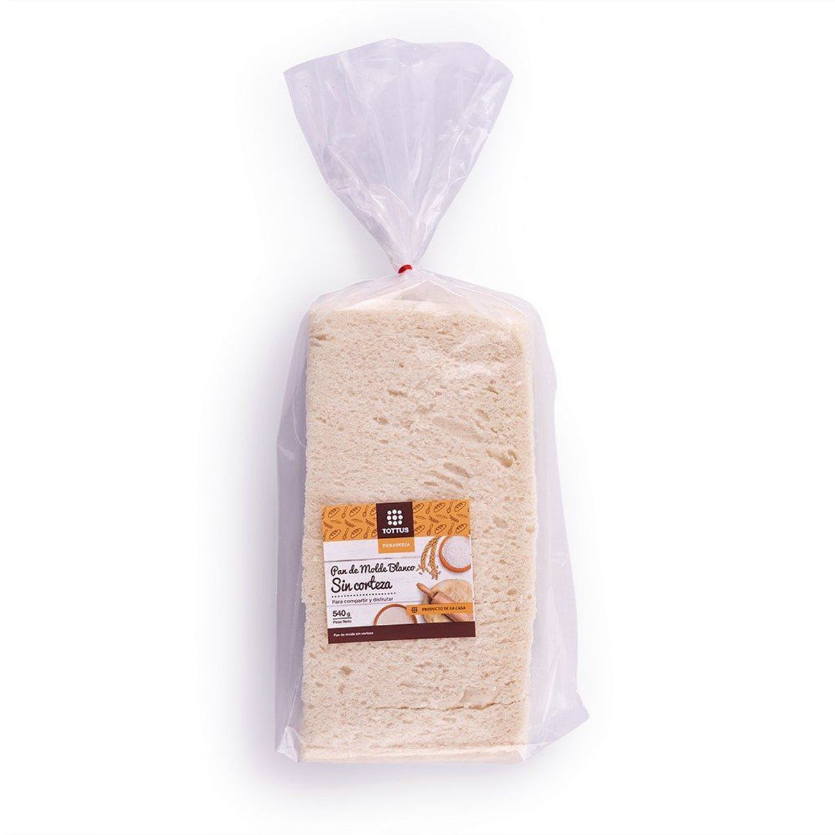 TOTTUS - PAN DE MOLDE BLANCO SIN CORTEZA TRADICIONAL X 540G