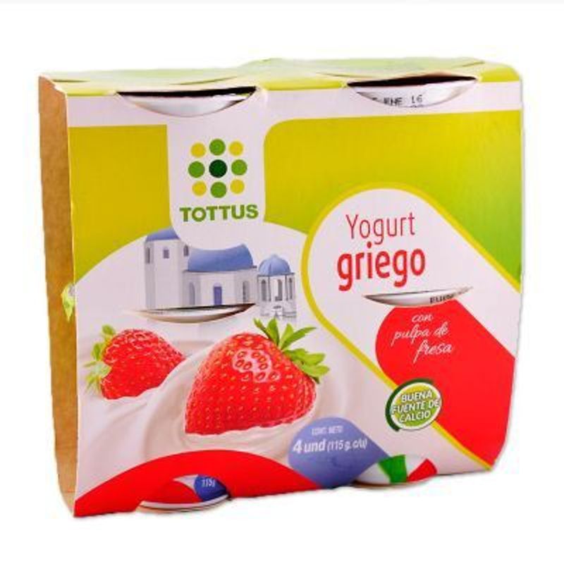TOTTUS - Yogurt Griego Tottus Fresa Pack 4 Und
