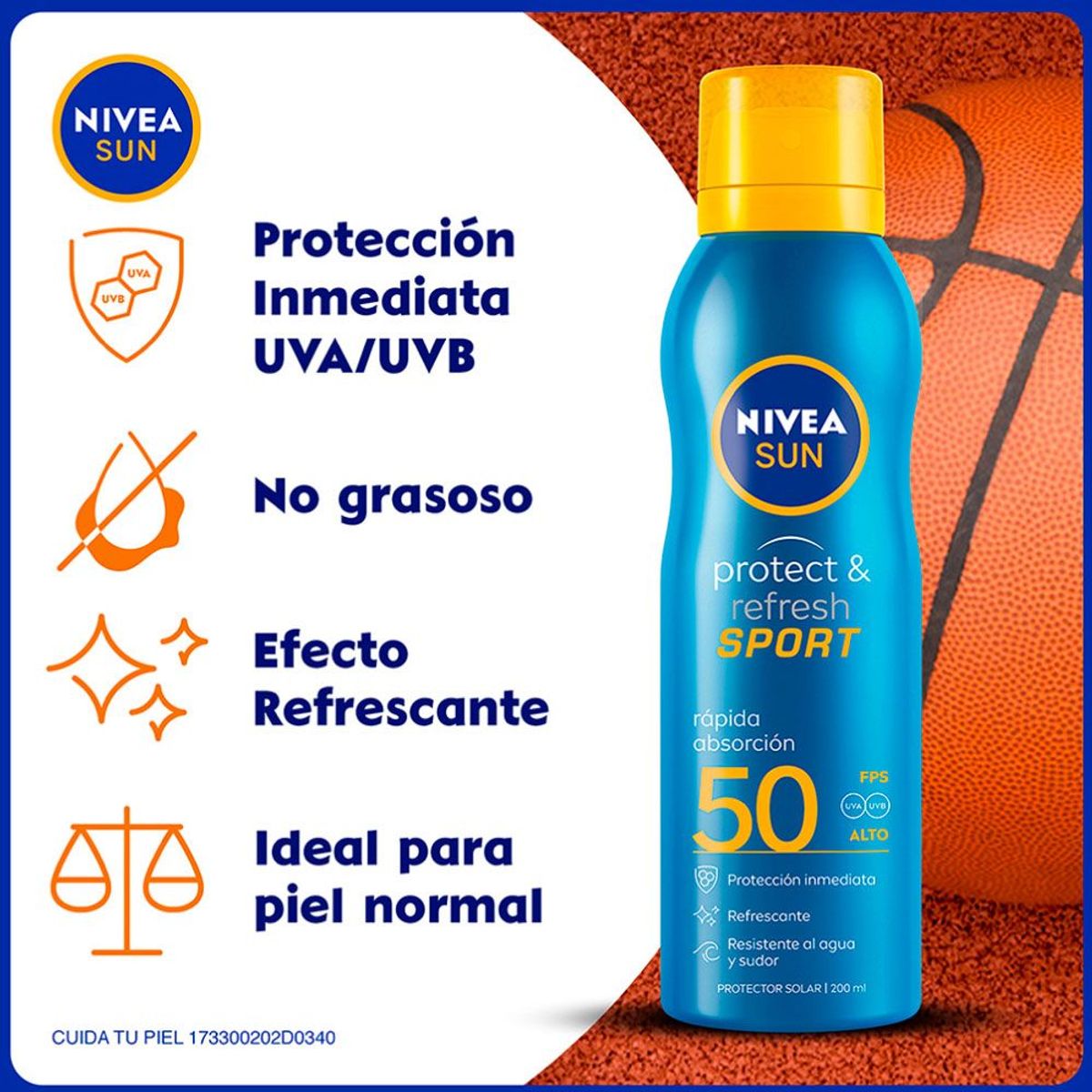 NIVEA - Protector Solar en Spray Nivea Protect & Refresh Mist FPS50 Envase 200 mL