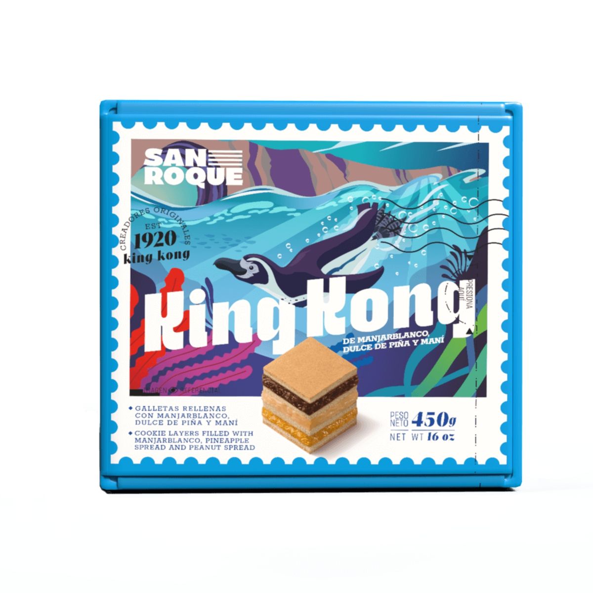 SAN ROQUE - King Kong San Roque Manjar Piña y Maní Caja 450 g