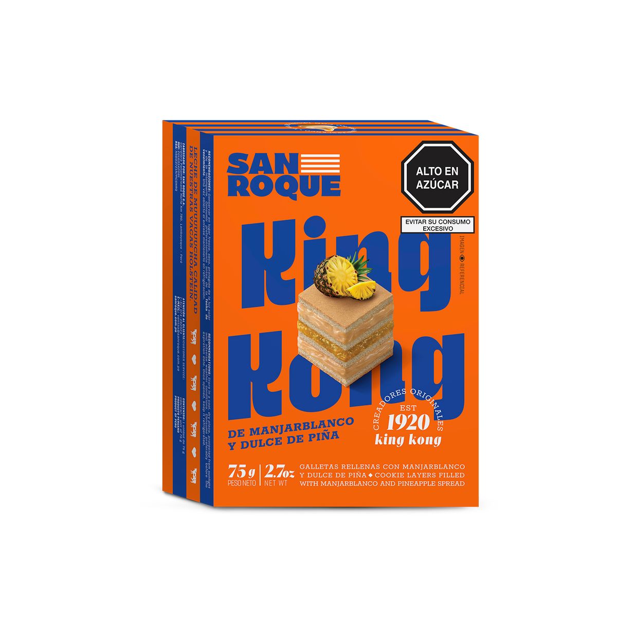 SAN ROQUE - King Kong San Roque Manjar Piña Caja 75 g