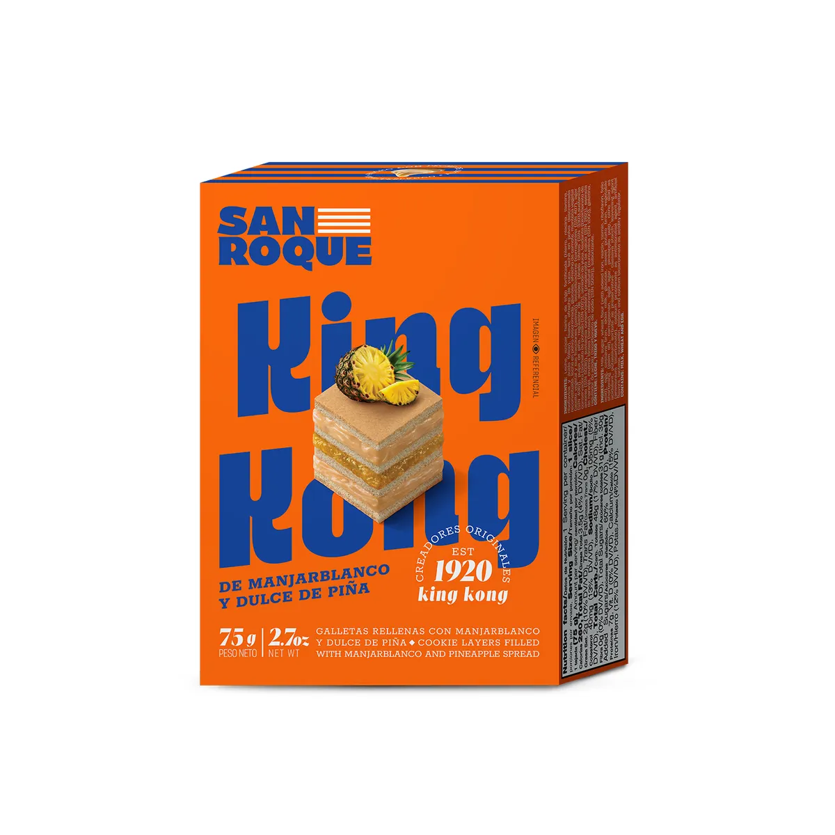 SAN ROQUE - King Kong San Roque Manjar Piña Caja 75 g