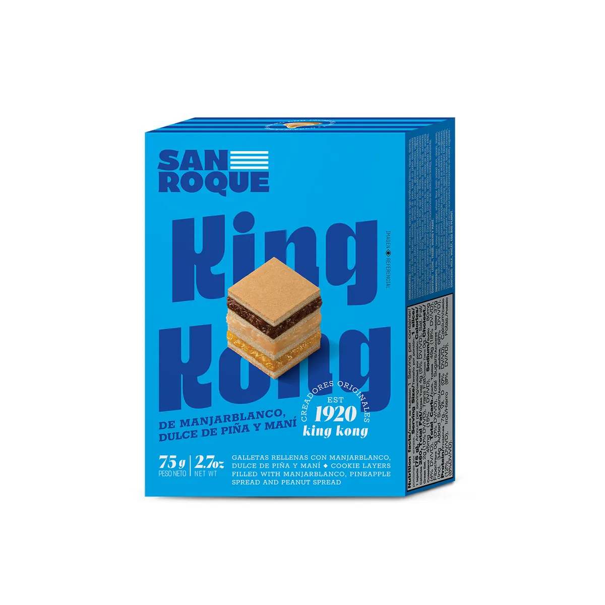 SAN ROQUE - King Kong San Roque Manjar Piña y Maní Caja 75 g