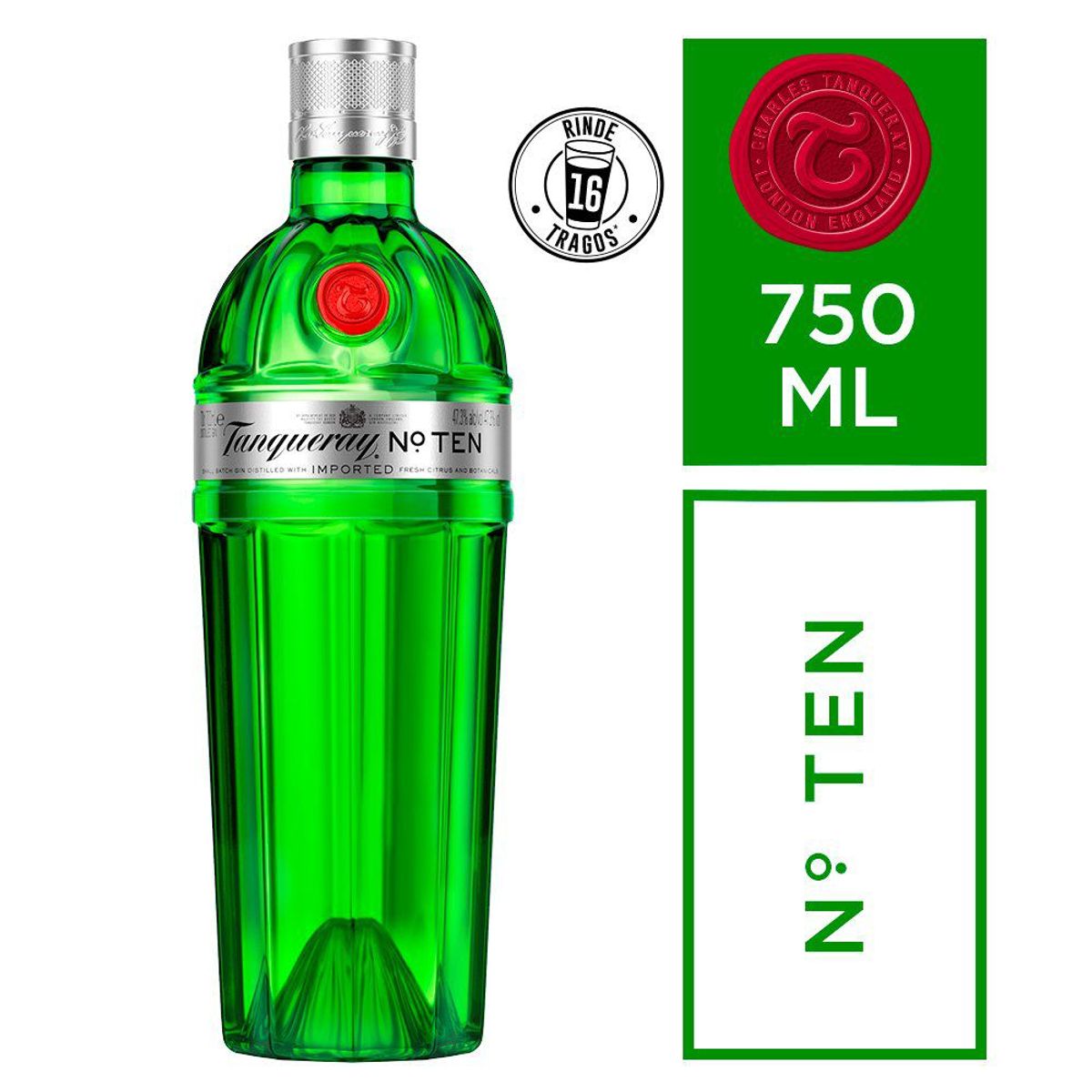 TANQUERAY - Gin Tanqueray Ten Botella 750 mL
