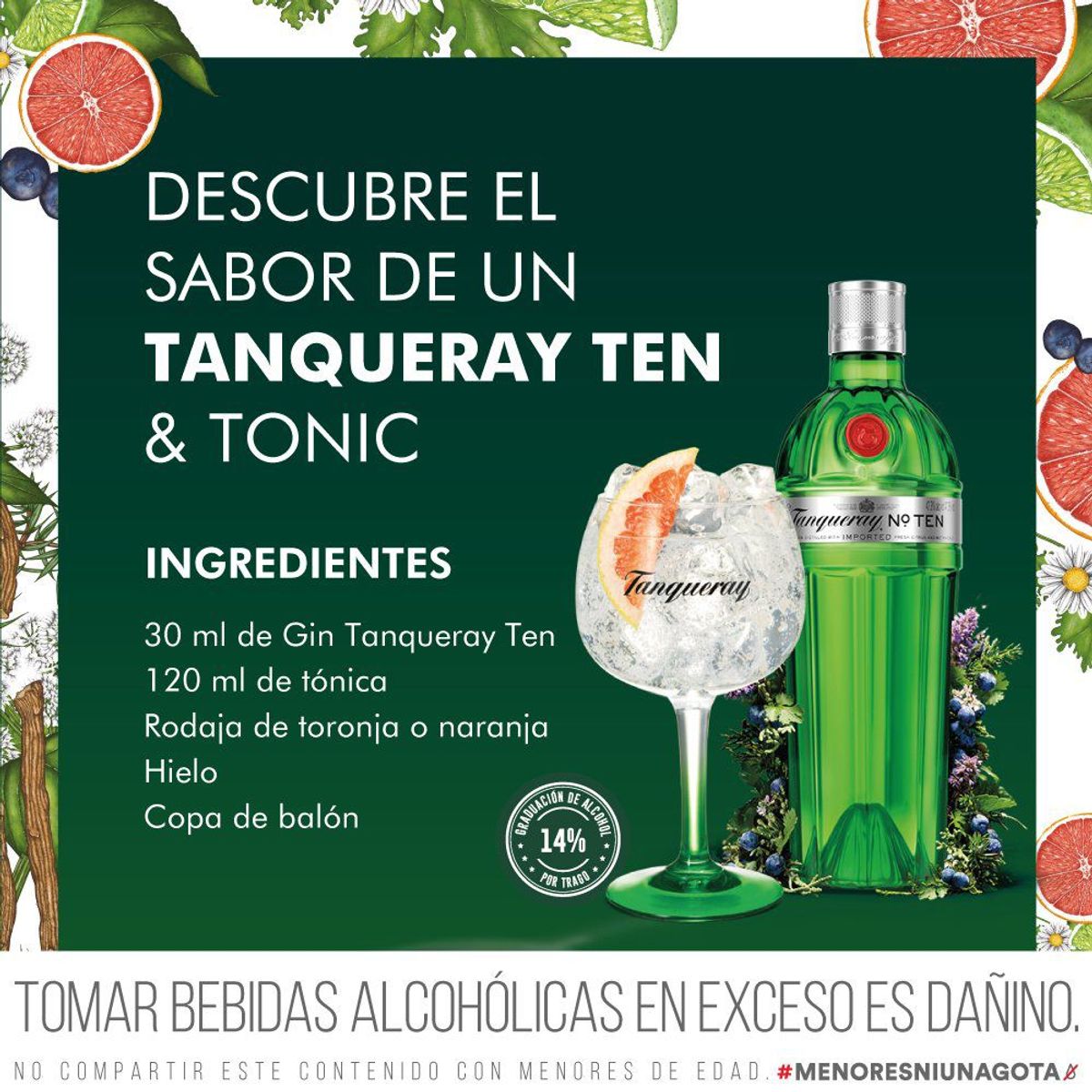 TANQUERAY - Gin Tanqueray Ten Botella 750 mL