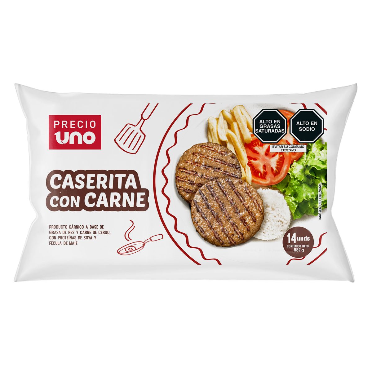 PRECIO UNO - Hamburguesa de Carne Precio Uno Empaque 882 g