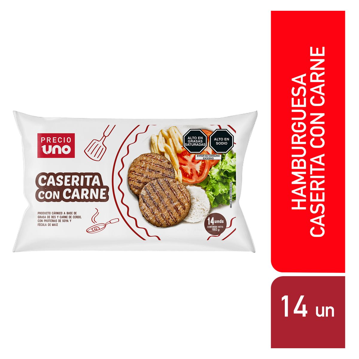 PRECIO UNO - Hamburguesa de Carne Precio Uno Empaque 882 g