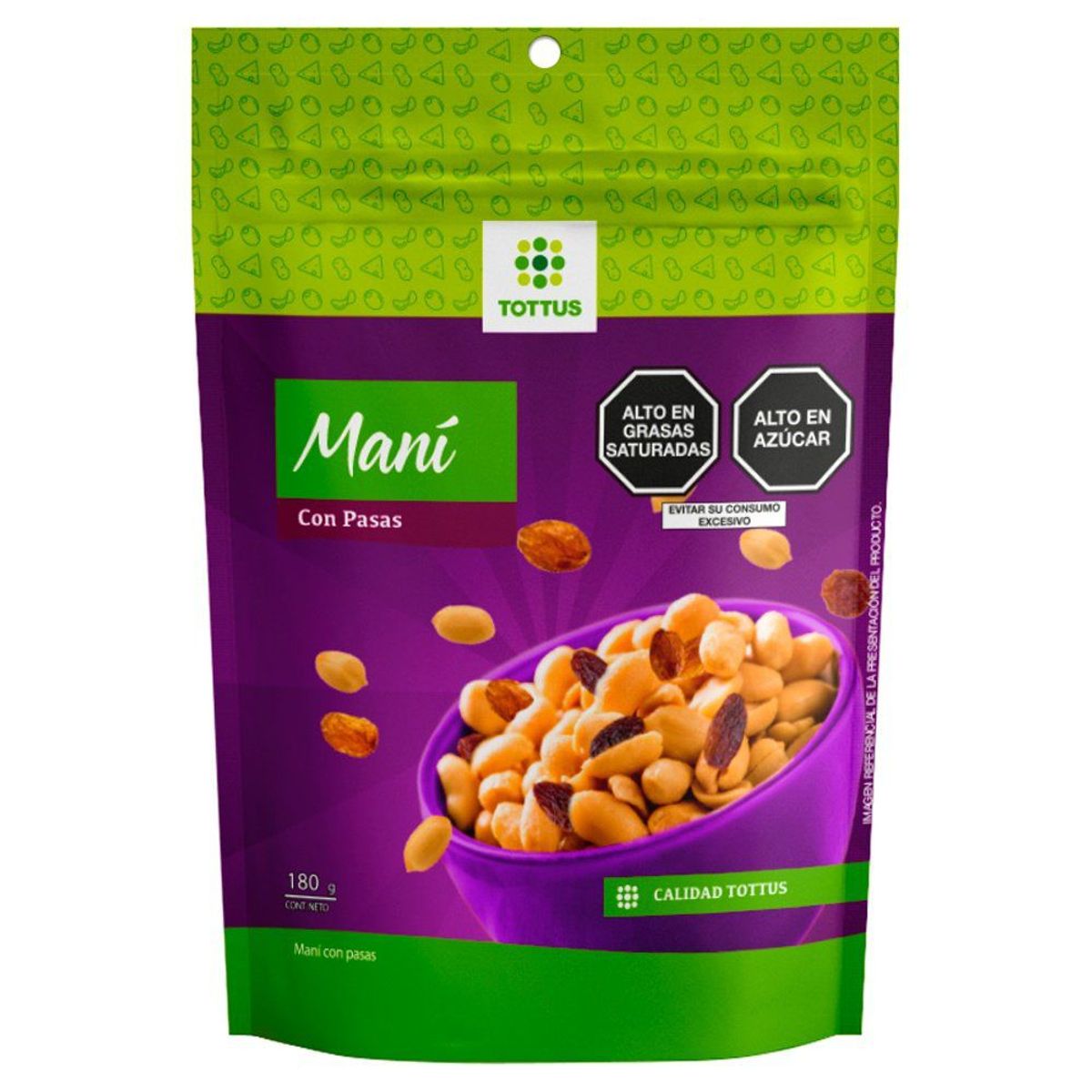 TOTTUS - Maní con Pasas Tottus 180 g