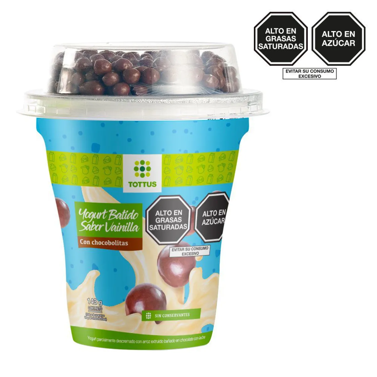 TOTTUS - Yogurt Mix Vainilla Bolitas Chocolate Tottus Envase 125 g