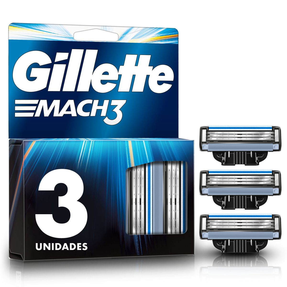 GILLETTE - Cartucho de Afeitar Gillette Mach3 Base Caja 3 Und