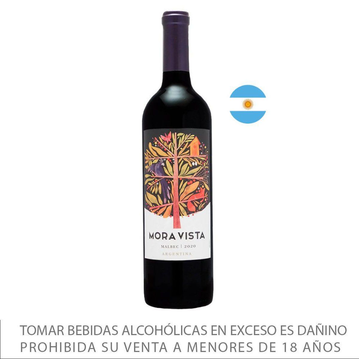 LAS MORAS - Vino Tinto Las Moras Malbec Mora Vista Botella 750 mL