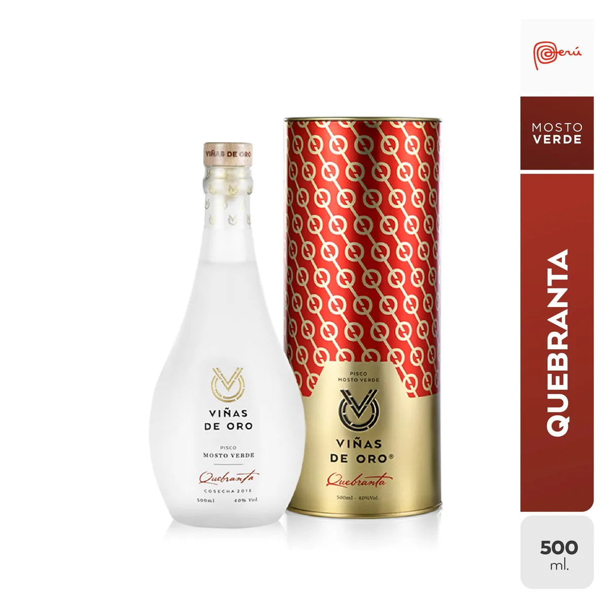 VINAS DE ORO - Pisco Viñas de Oro Mosto Verde Quebranta Botella 500 mL
