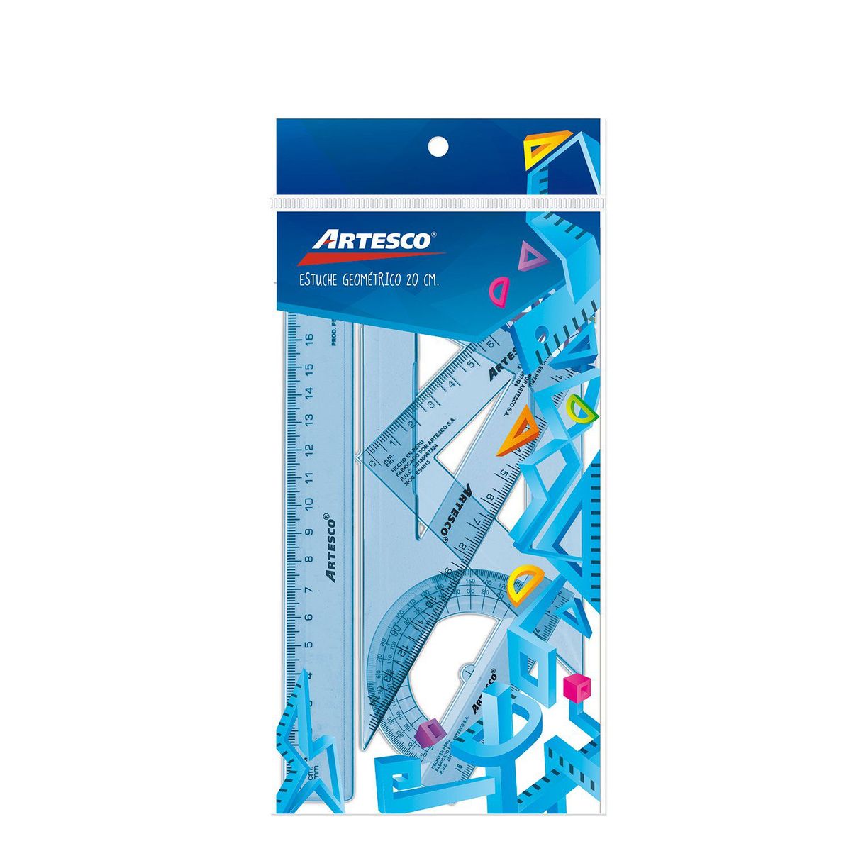ARTESCO - Estuche Geométrico Artesco 20cm Empaque 4 Und
