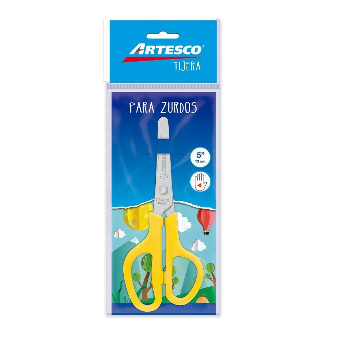 ARTESCO - Tijera Artesco Escolar Para Zurdos 5" Color Amarillo