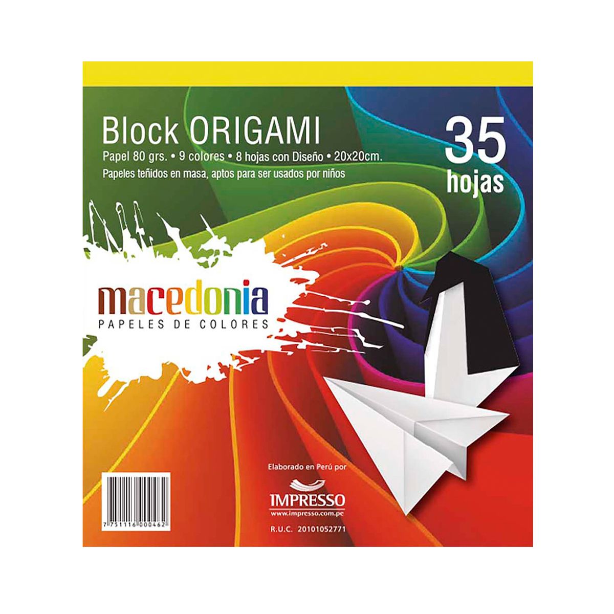 KIMBERLY - Block Origami Macedonia 20 x 20cm 35 Hojas