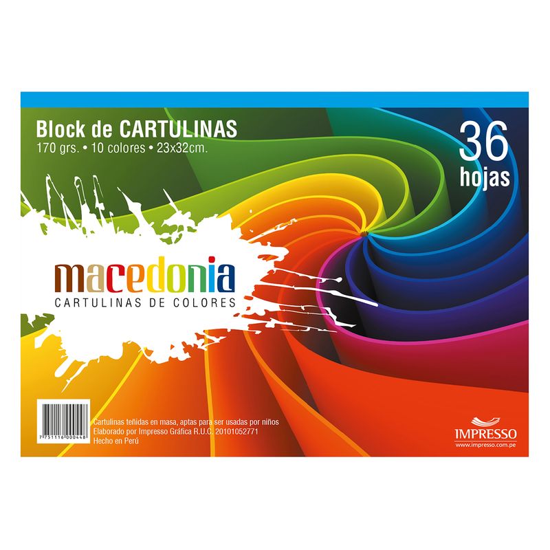 KIMBERLY - Block Cartulina Arcoíris Macedonia 170 G 36 Hojas