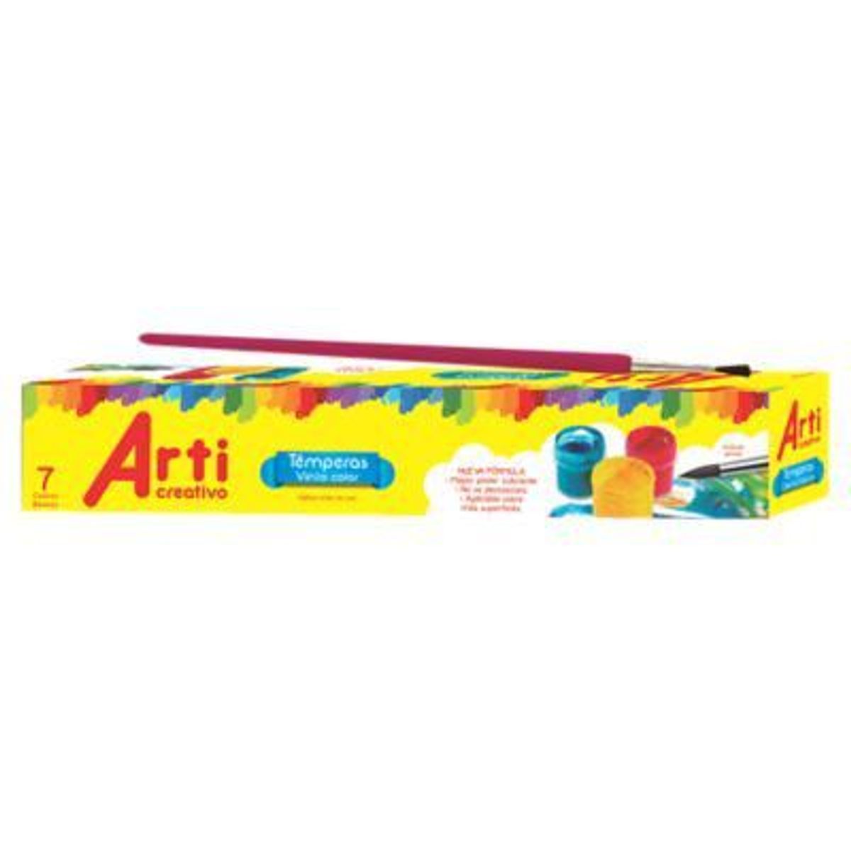 ARTI CREATIVO - Témperas Arti Creativo Escolar + Pincel Empaque 8 Und