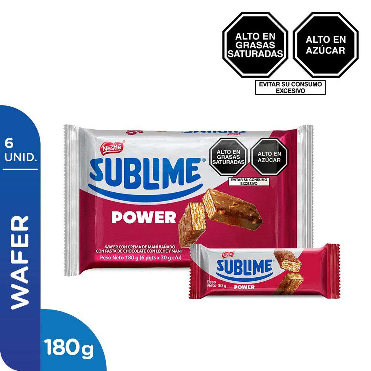 SUBLIME - Wafer Power Chocolate Nestlé 6 Unidades