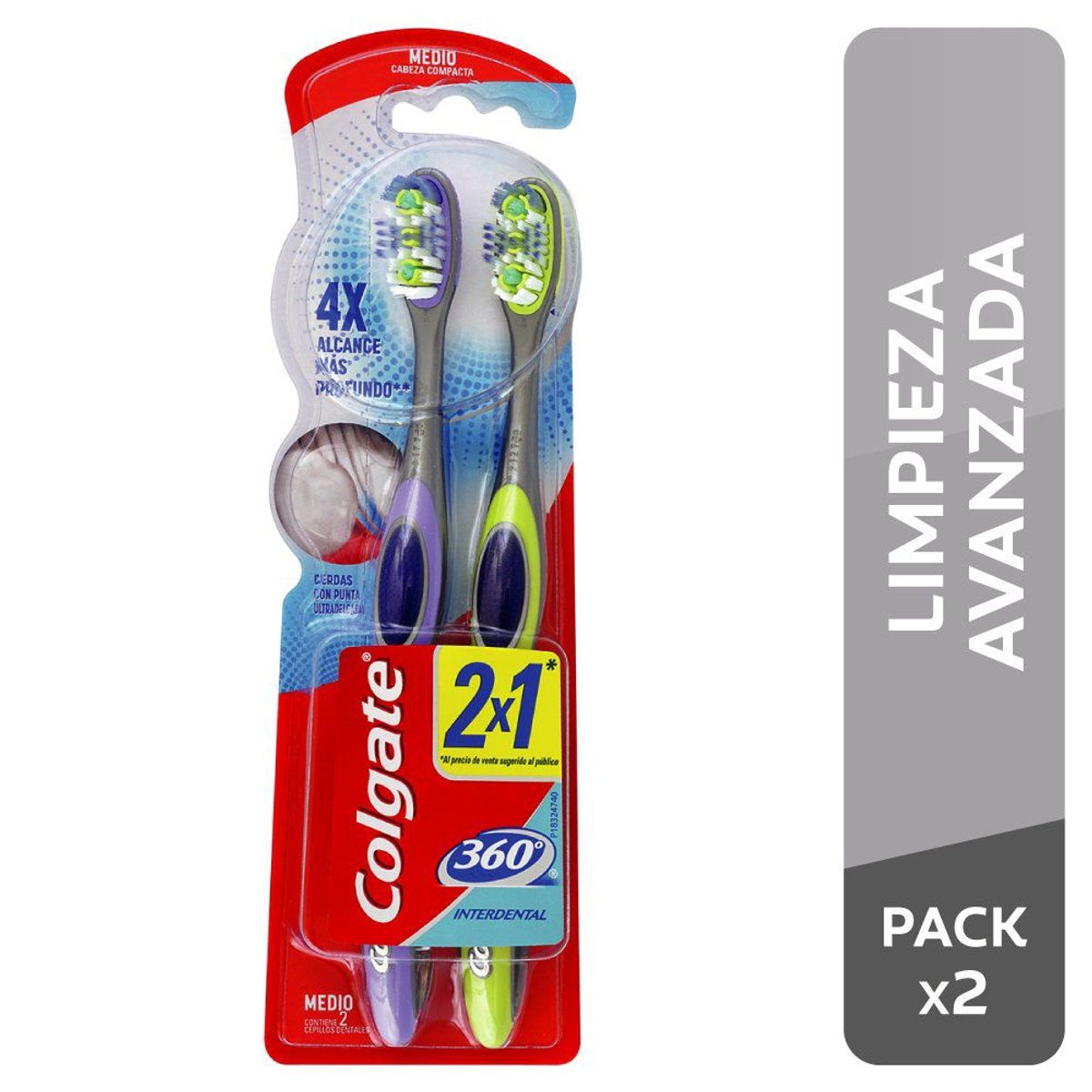 COLGATE - Cepillo Dental Colgate 360 Interdental Empaque 2 Und