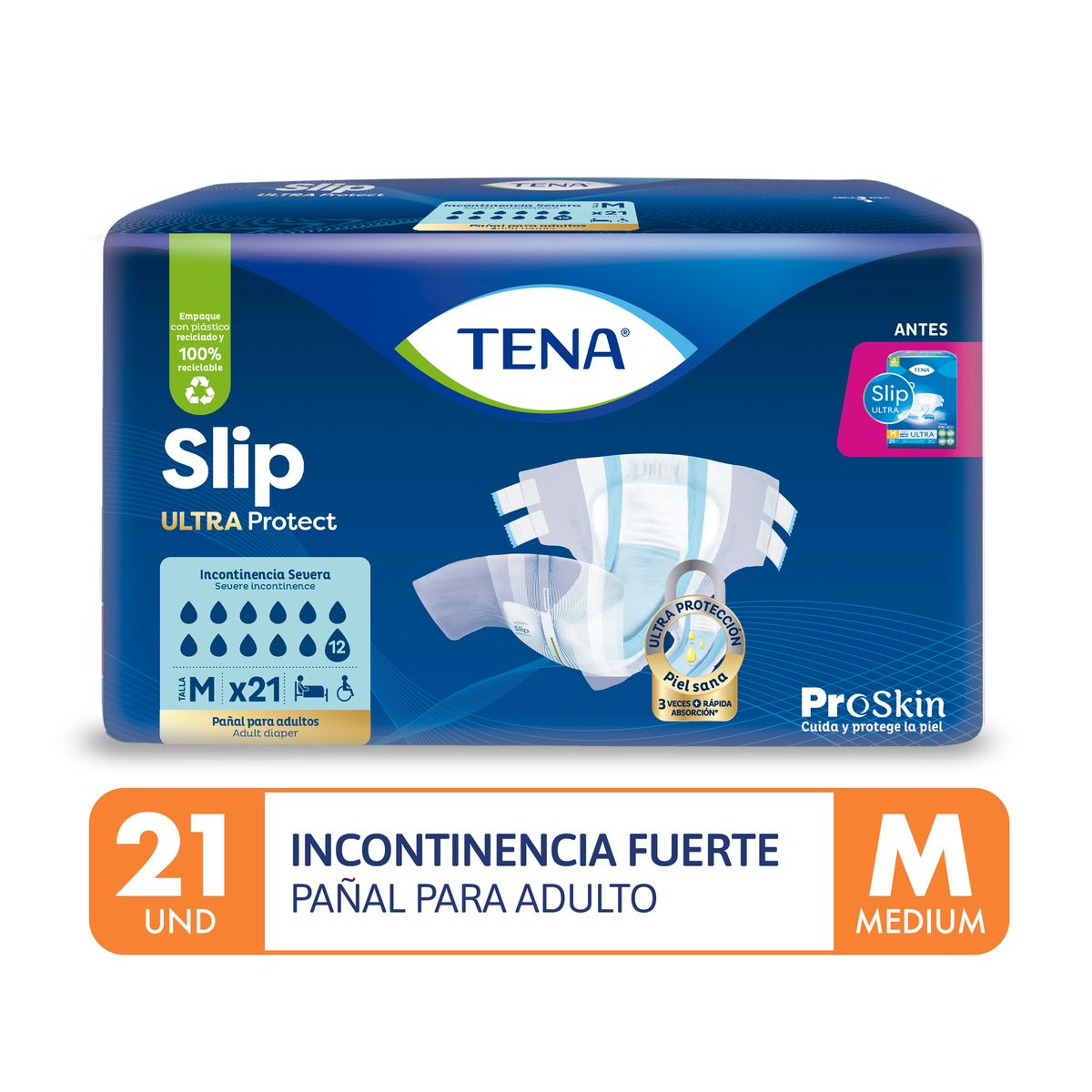 TENA - Pañales para Adulto Tena Slip Talla M Empaque 21 Und