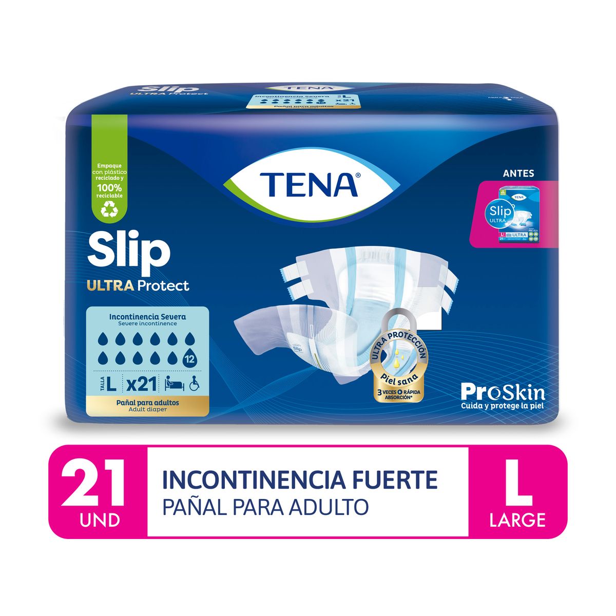 TENA - Pañal para Adulto Tena Slip Talla L Empaque 21 Und