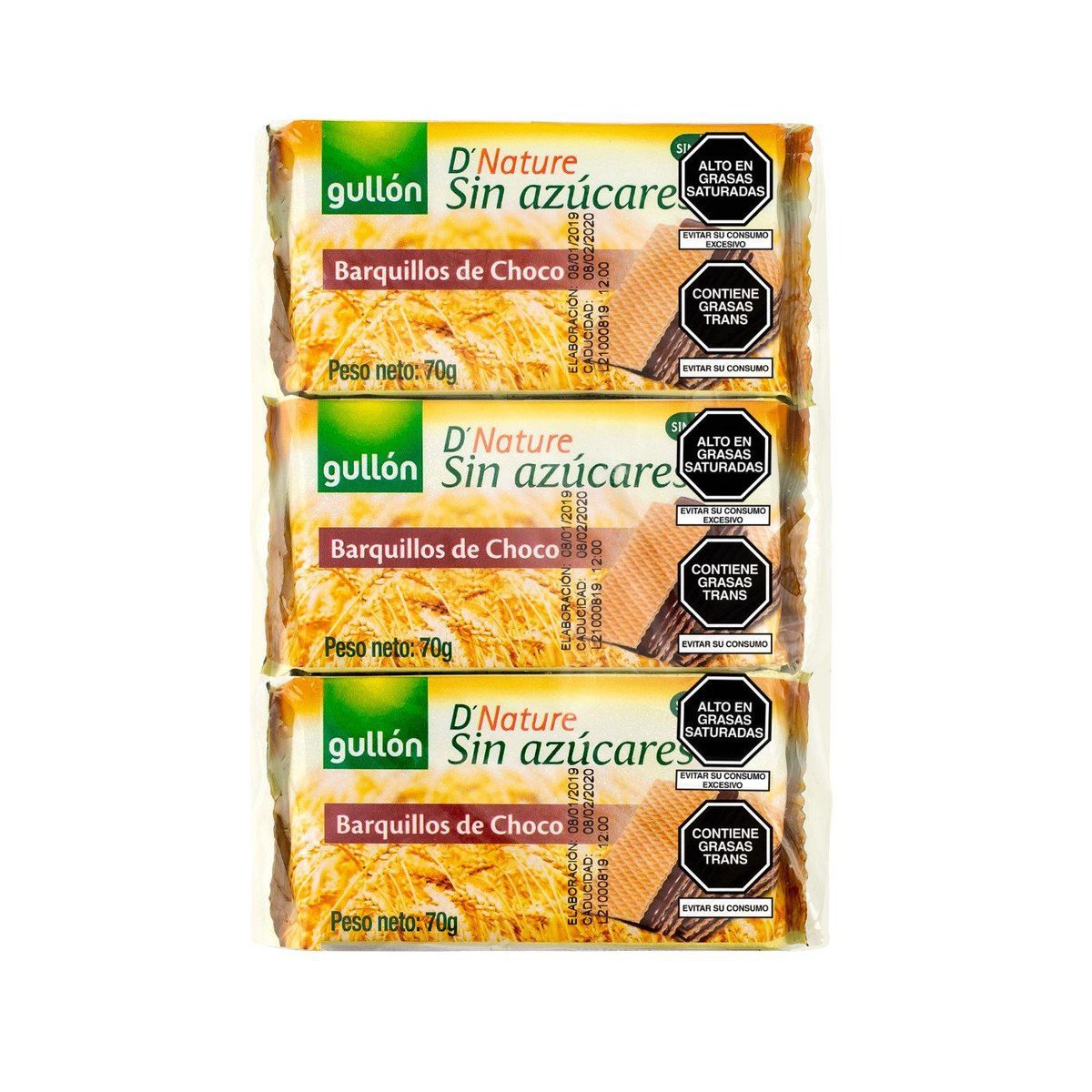 GULLON - BARQUILLO CHOCO SIN AZUCAR X 210GR