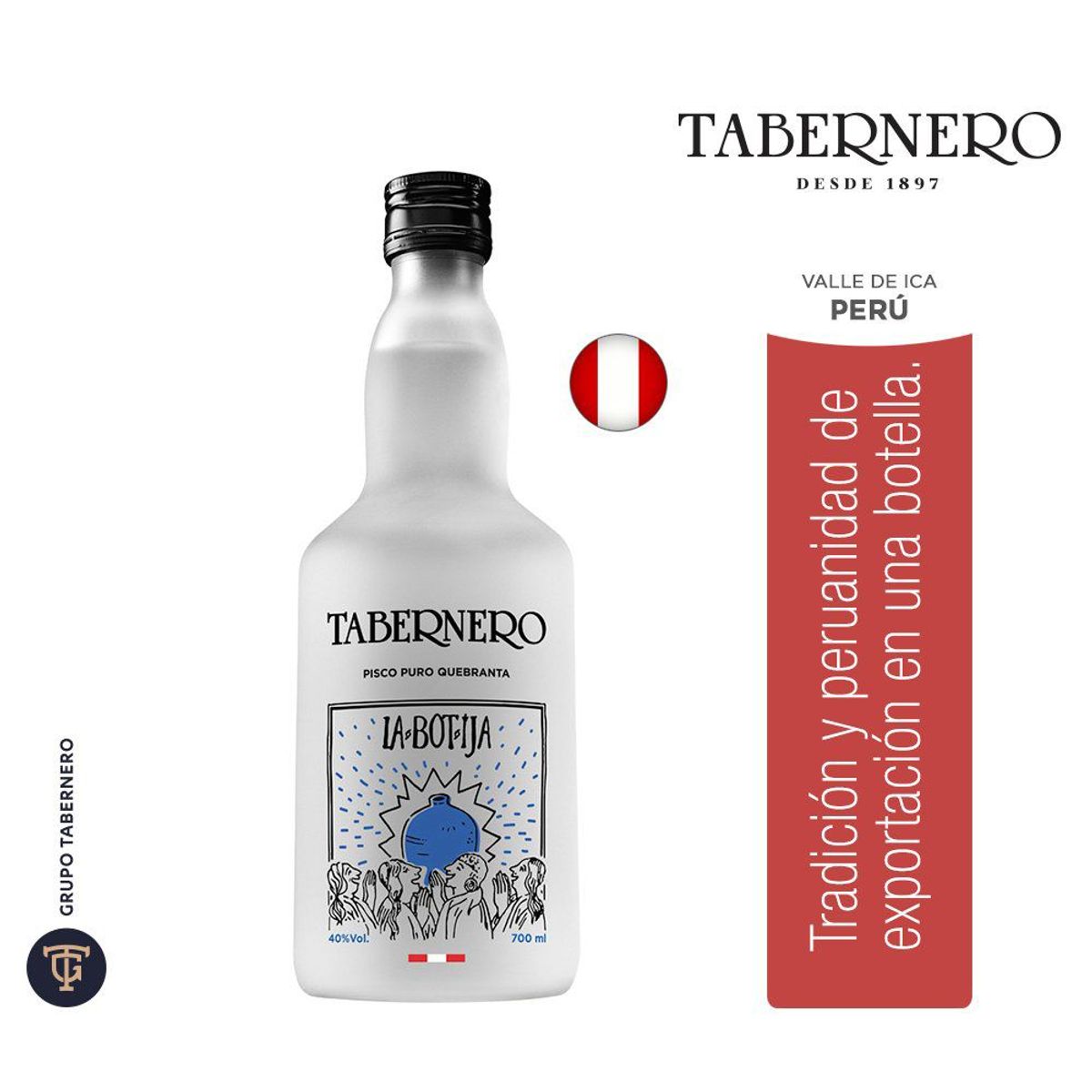 TABERNERO - Pisco Quebranta Tabernero Botija Botella 700 mL
