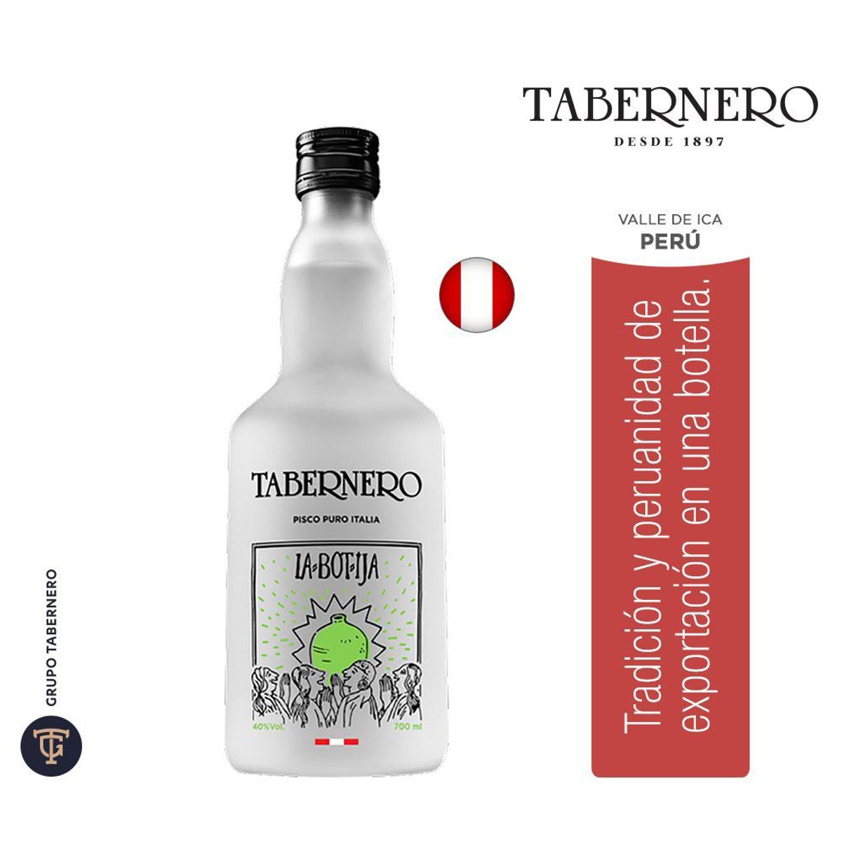 TABERNERO - Pisco Italia Tabernero Botija Botella 700 mL