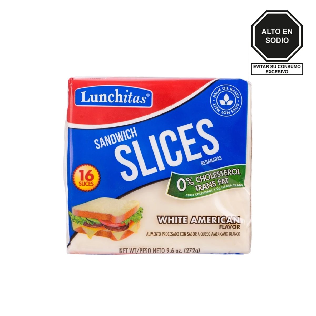 LUNCHITAS - Queso White American en Rodajas Lunchitas Empaque 272 g