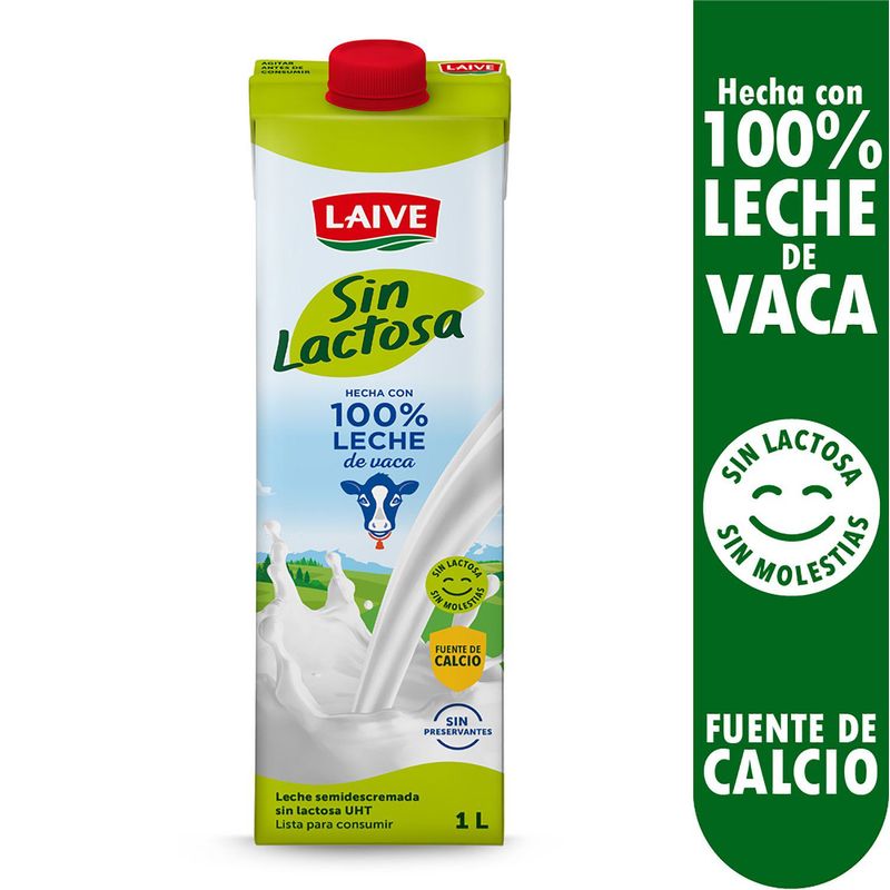 LAIVE - Leche Laive Sin Lactosa Semidescremada 1 L
