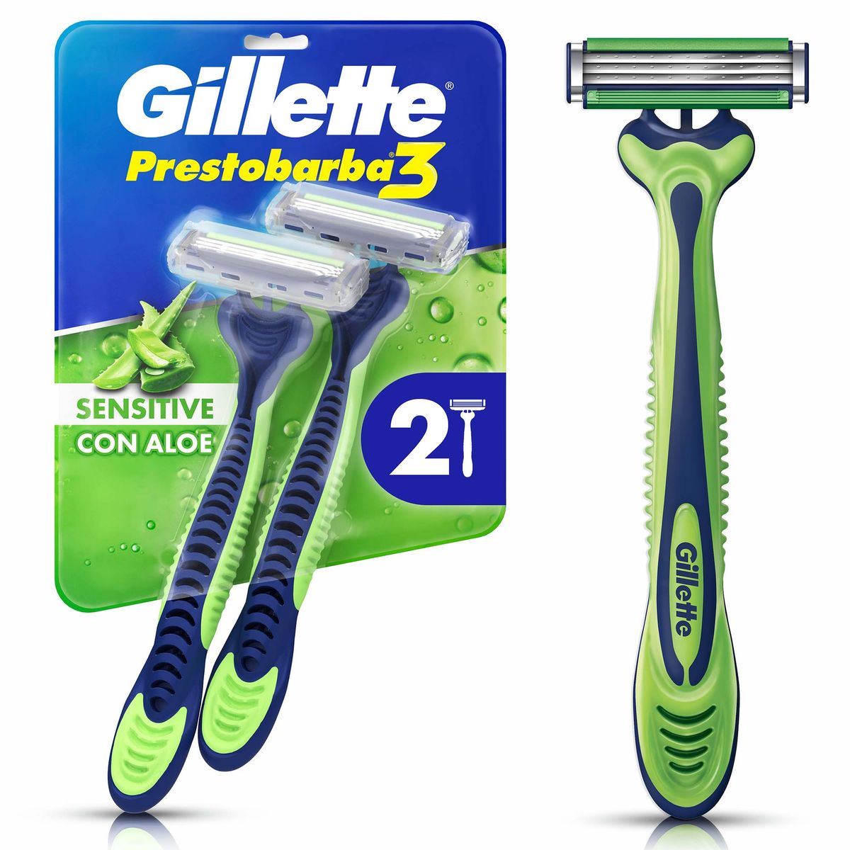 GILLETTE - Máquina de Afeitar Gillete Prestobarba 3 Sensitive Pack 2 Und