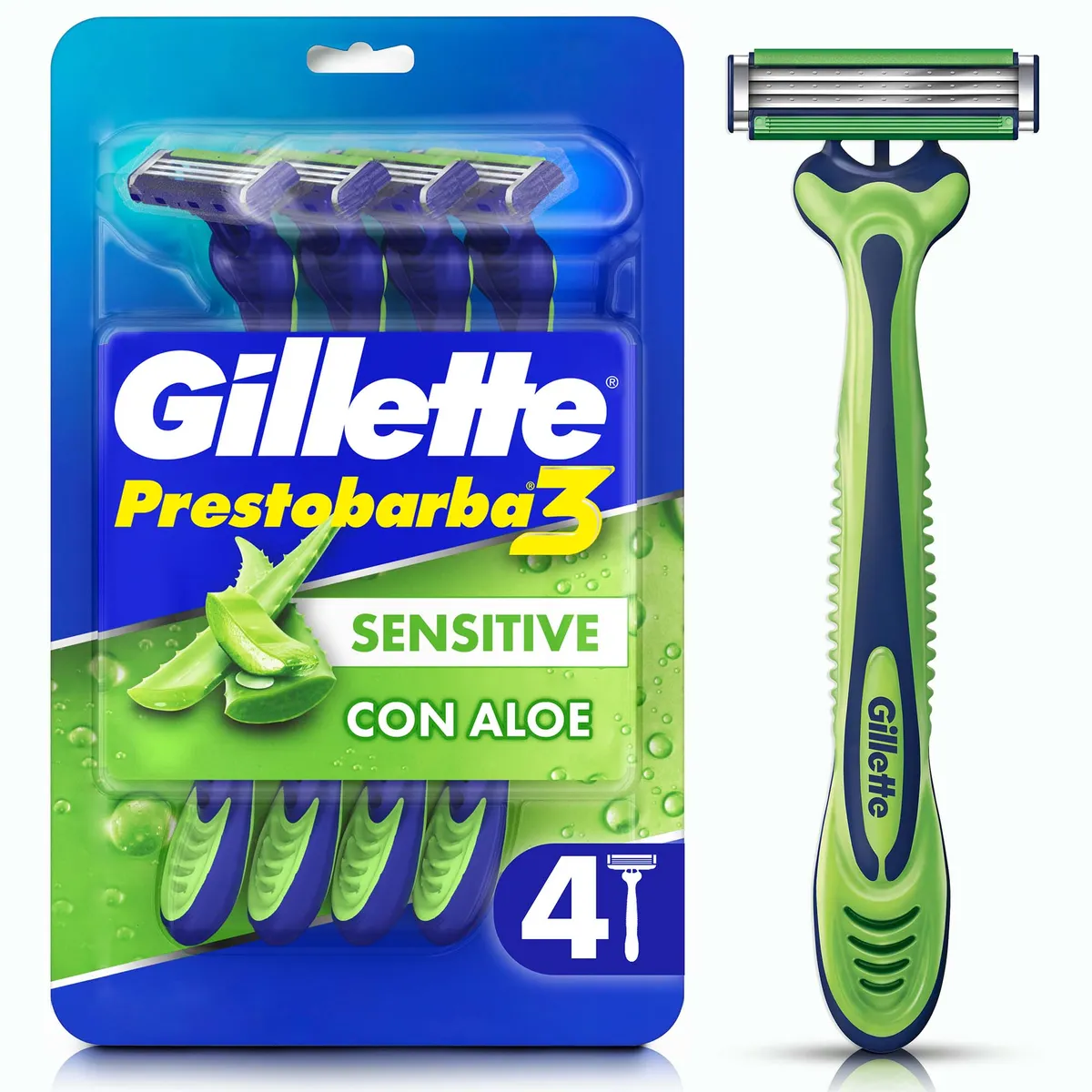 GILLETTE - Máquina de Afeitar Gillette Prestobarba3 Sensitive Empaque 4 Und