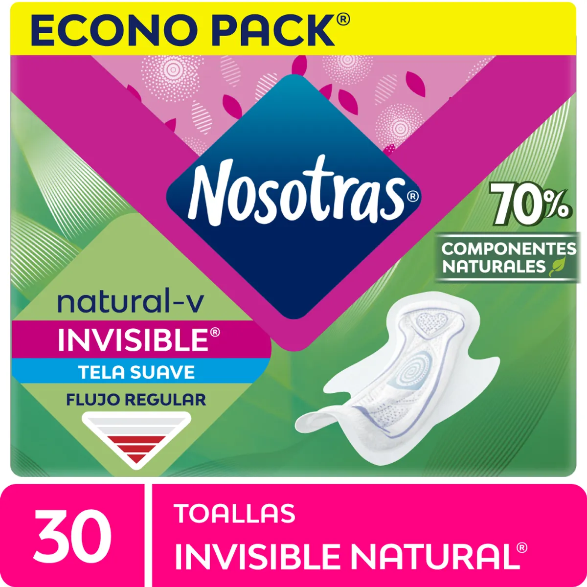 NOSOTRAS - Toallas Higiénicas Nosotras Natural Invisible Empaque 30 Und